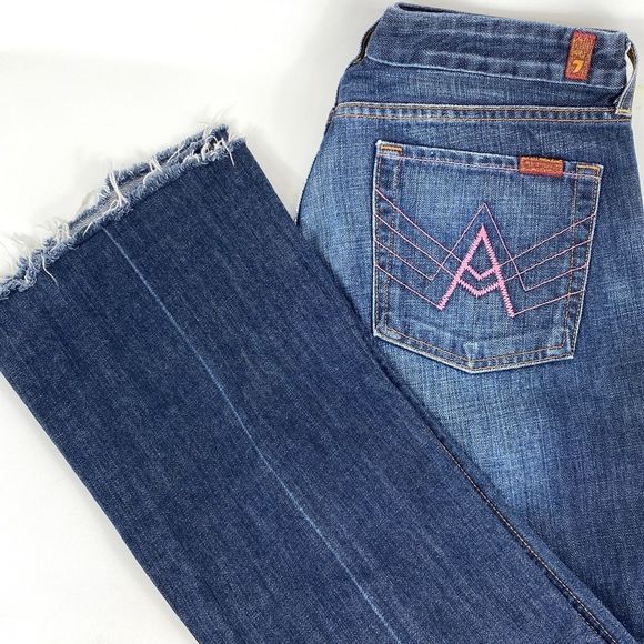 7 For All Mankind pink stitching A pocket bootcut flare jeans EUC U13006… - Picture 1 of 10